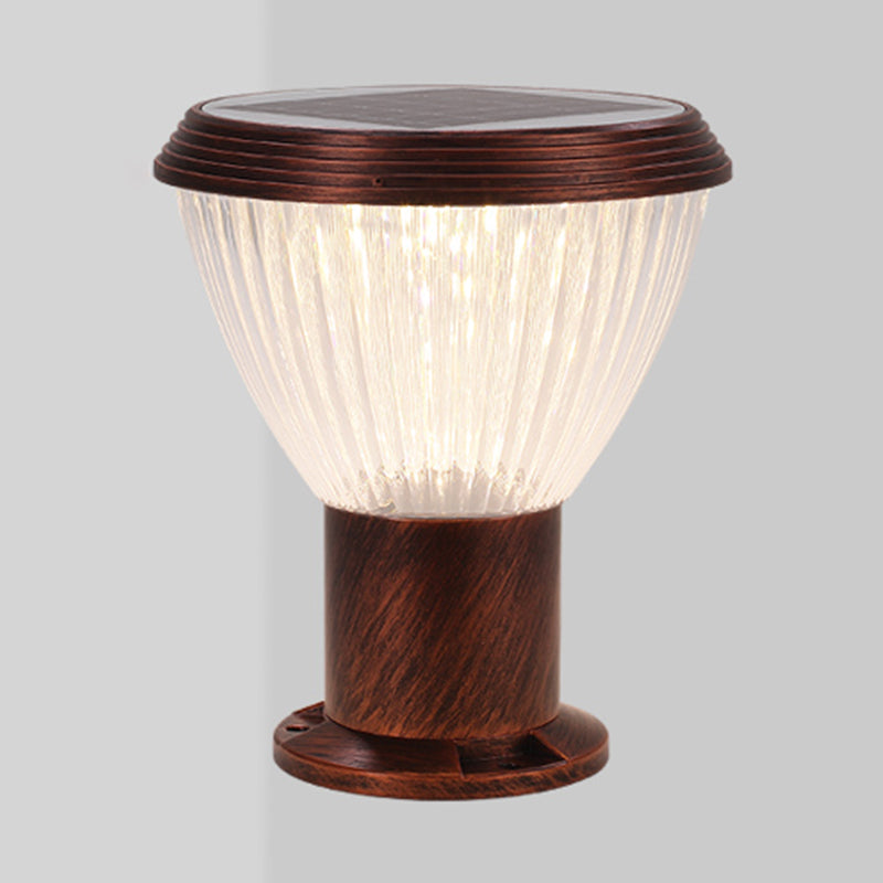 LED Pillar Lamp Modern Solar Lighting Fixture with Acrylic Shade for Garden