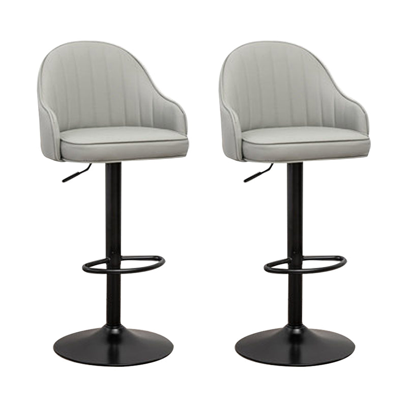 Adjustable Armed Swivel Barstools Faux Leather Bar Stools with Metal Legs