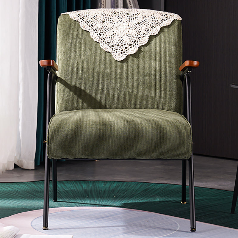 Mid-Century Modern Accent Armchair in Corduroy and Metal Base