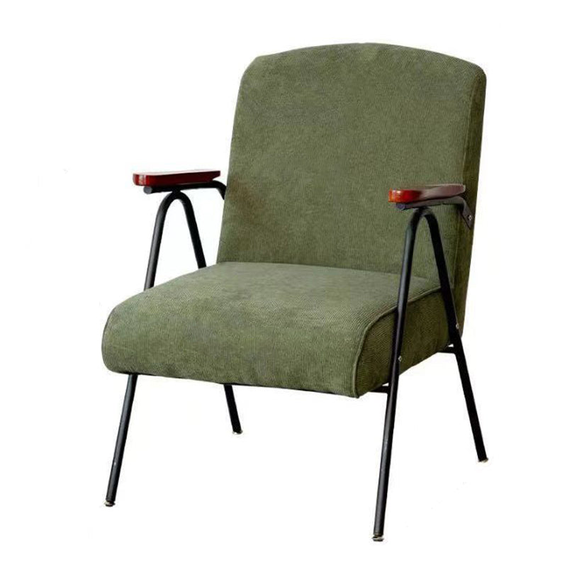 Mid-Century Modern Accent Armchair in Corduroy and Metal Base
