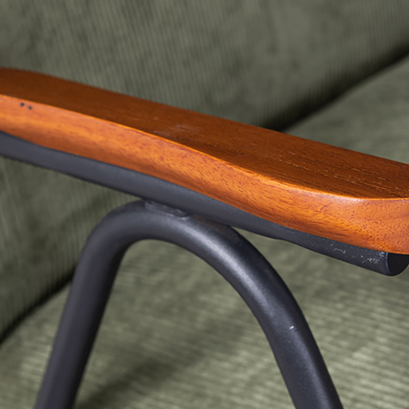 Mid-Century Modern Accent Armchair in Corduroy and Metal Base