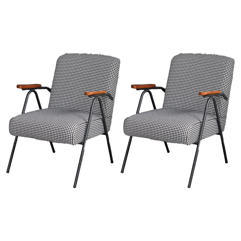 Mid-Century Modern Accent Armchair in Corduroy and Metal Base