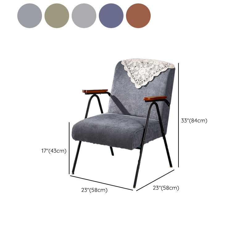 Mid-Century Modern Accent Armchair in Corduroy and Metal Base