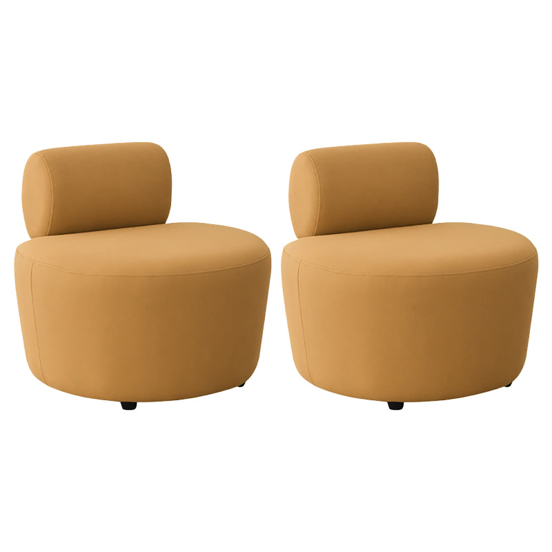 Contemporary Faux Leather Slipper Accent Chair with Fixed Back