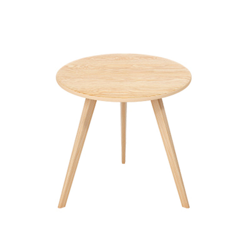 1 Cocktail Table Round Wood Modern 3 Legs Single Coffee Table
