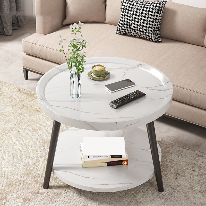 Wood Cocktail Table 3 Legs Modern Single Coffee Table with Shelf