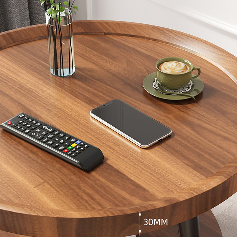 Wood Cocktail Table 3 Legs Modern Single Coffee Table with Shelf