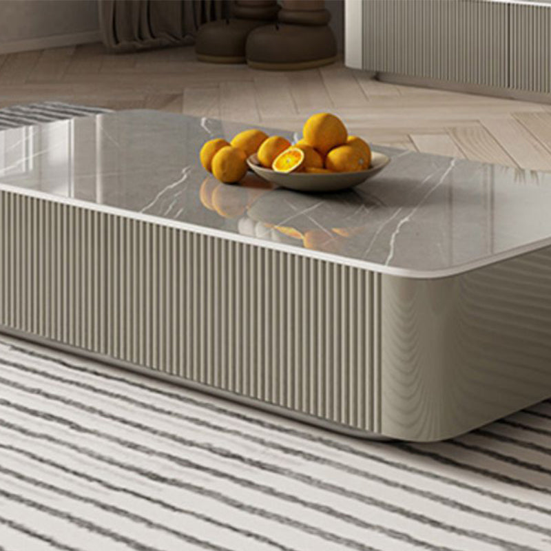 Pedestal Glam Coffee Table Rectangle Slate Single Coffee Table with Drawer