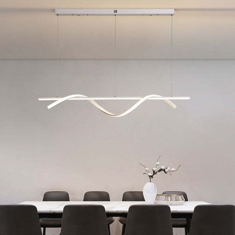 Simple Island Lamp Modern LED Island Hanging Lamp with Silica Gel Shade for Dining Room