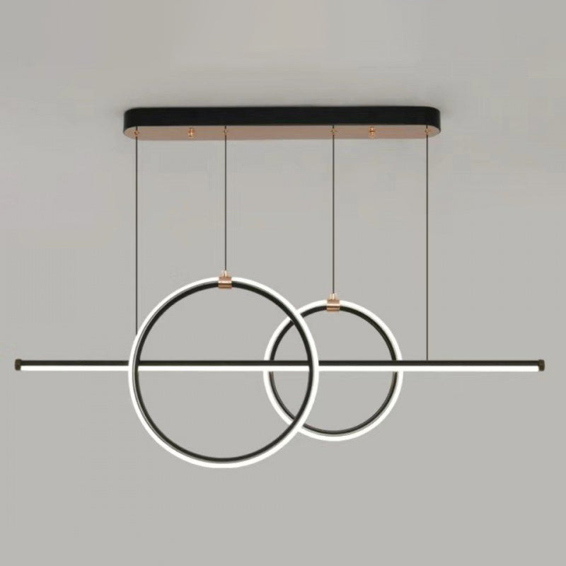 Contemporary 3-Light Golden Kitchen Island Lighting LED Linear Ceiling Light