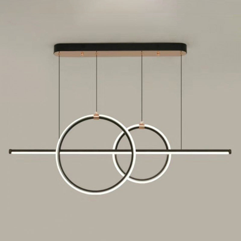 Contemporary 3-Light Golden Kitchen Island Lighting LED Linear Ceiling Light