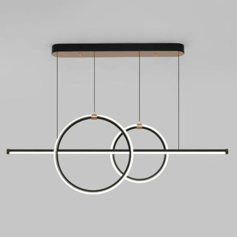 Contemporary 3-Light Golden Kitchen Island Lighting LED Linear Ceiling Light