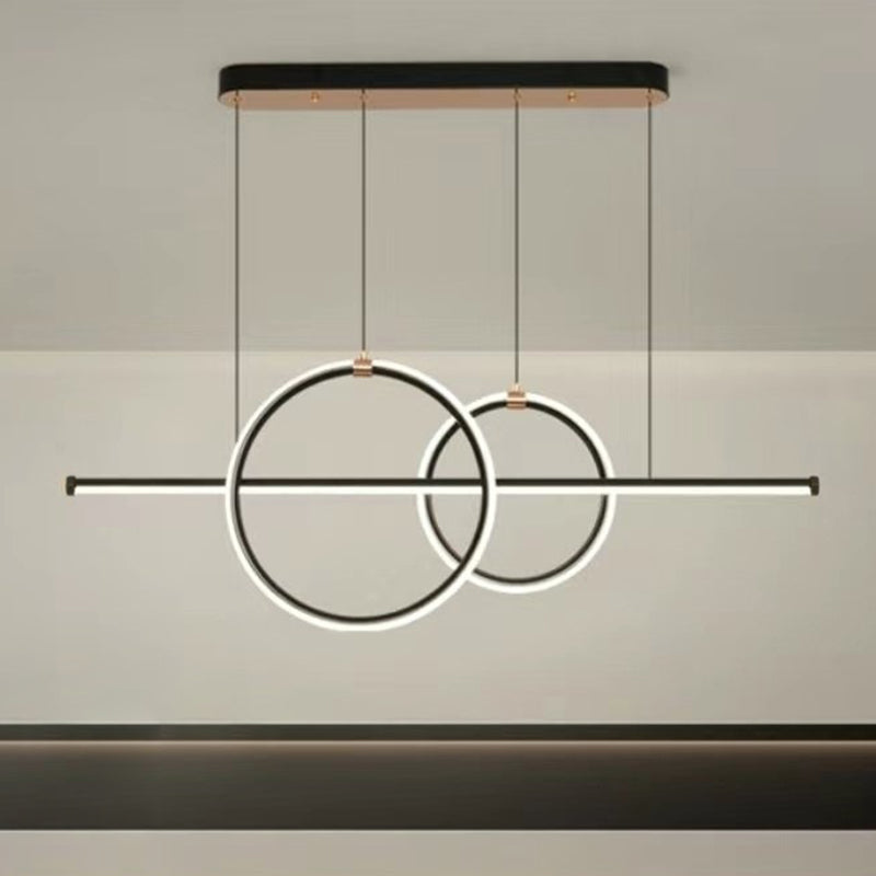 Contemporary 3-Light Golden Kitchen Island Lighting LED Linear Ceiling Light