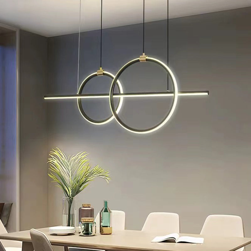 Contemporary 3-Light Golden Kitchen Island Lighting LED Linear Ceiling Light