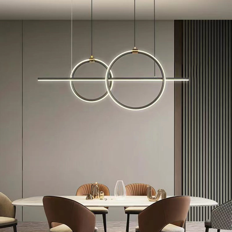 Contemporary 3-Light Golden Kitchen Island Lighting LED Linear Ceiling Light