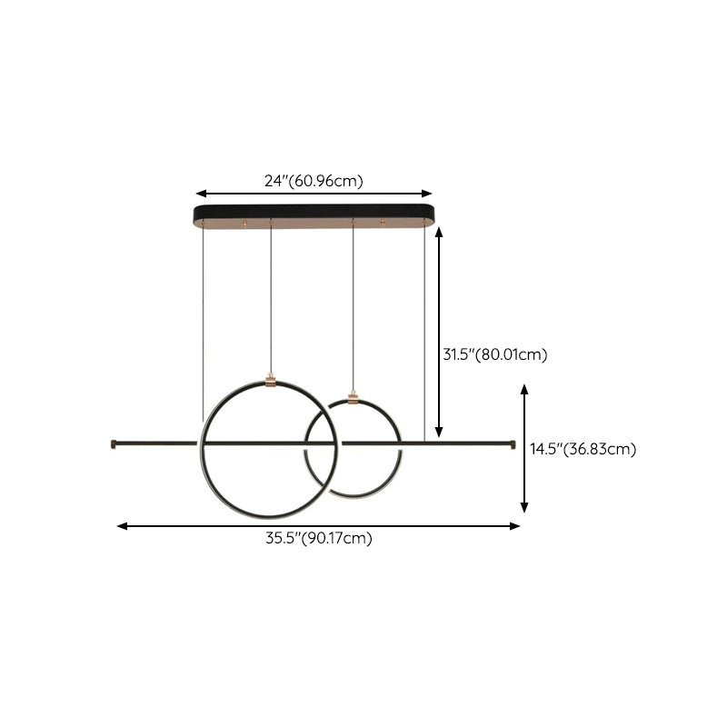 Contemporary 3-Light Golden Kitchen Island Lighting LED Linear Ceiling Light