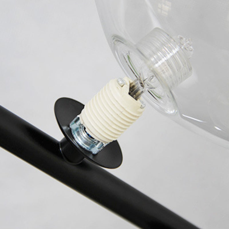 Black & Clear Multi - Head Pendant Ceiling Modern Metal and Glass Kitchen Island Fixture