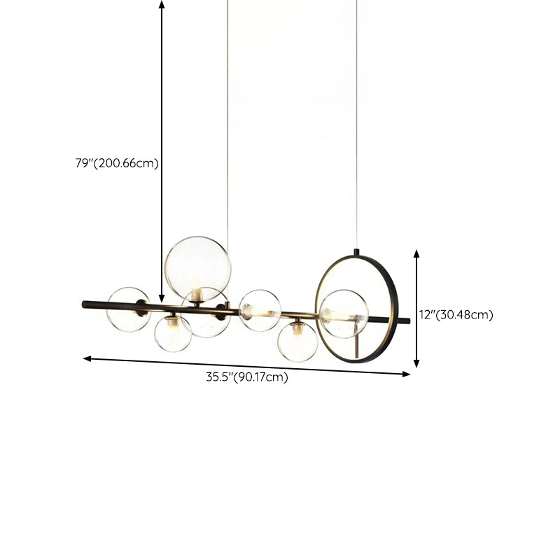 Black & Clear Multi - Head Pendant Ceiling Modern Metal and Glass Kitchen Island Fixture