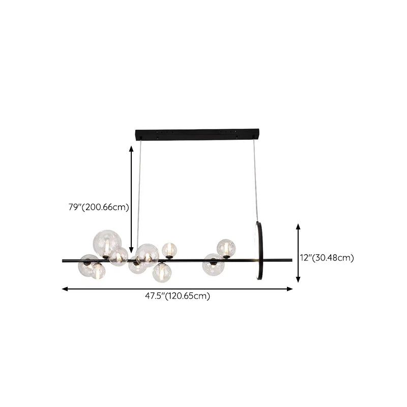 Black & Clear Multi - Head Pendant Ceiling Modern Metal and Glass Kitchen Island Fixture