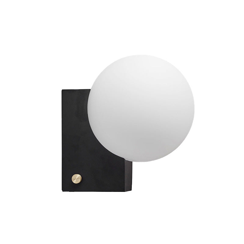 Contemporary Vanity Light White Glass Shade Wall Light Sconce for Washroom