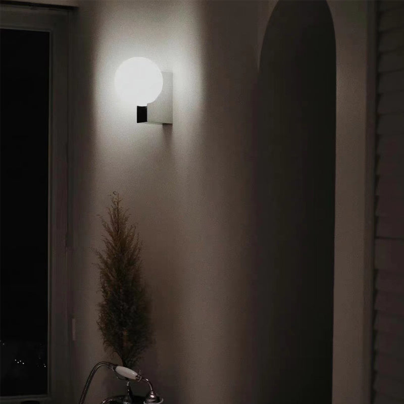 Contemporary Vanity Light White Glass Shade Wall Light Sconce for Washroom