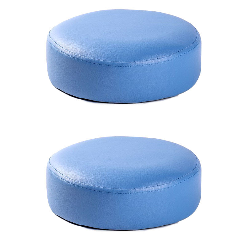 Modern Pouf Ottoman Faux Leather Upholstered Solid Color Round Ottoman with Wheels