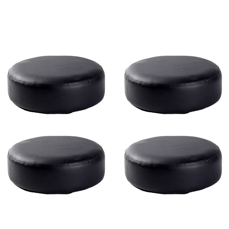 Modern Pouf Ottoman Faux Leather Upholstered Solid Color Round Ottoman with Wheels