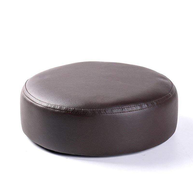 Modern Pouf Ottoman Faux Leather Upholstered Solid Color Round Ottoman with Wheels
