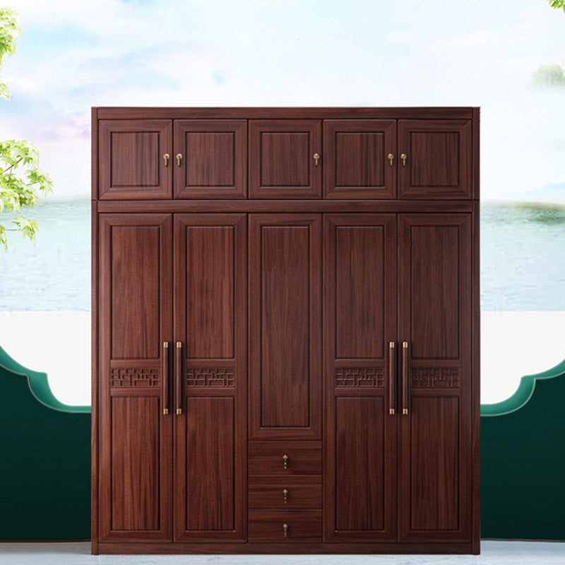 Contemporary Wardrobe Armoire Wood Wardrobe Closet with Doors and Drawers