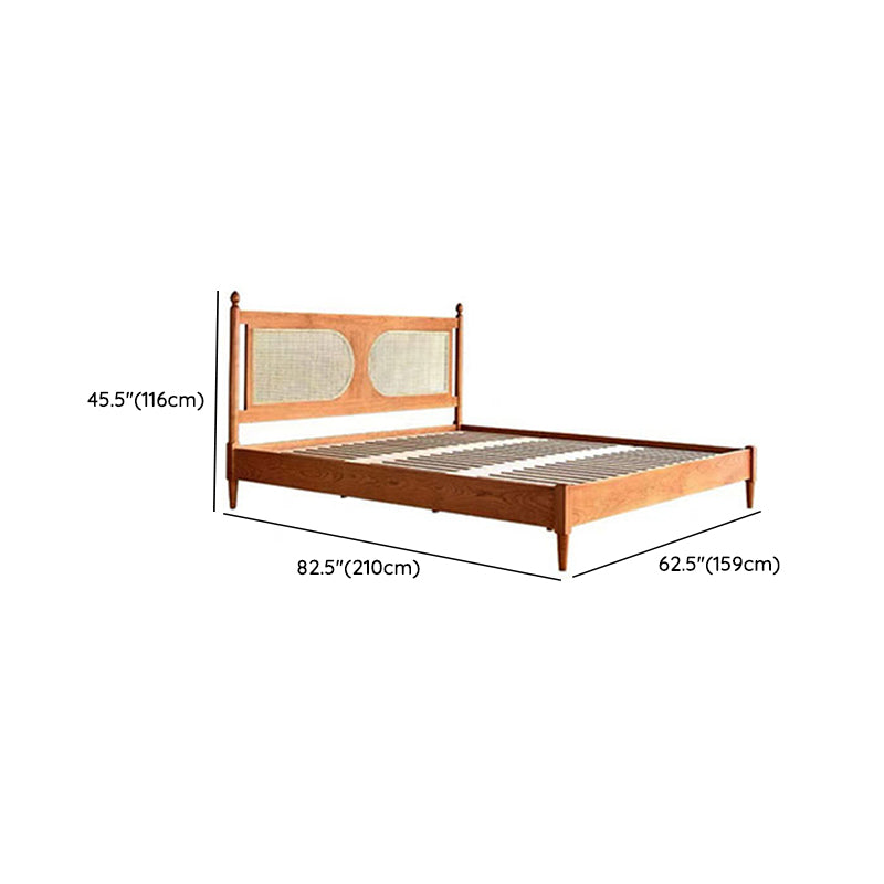 Tropical Standard Bed Solid Wood Solid Color Panel Bed with Headboard