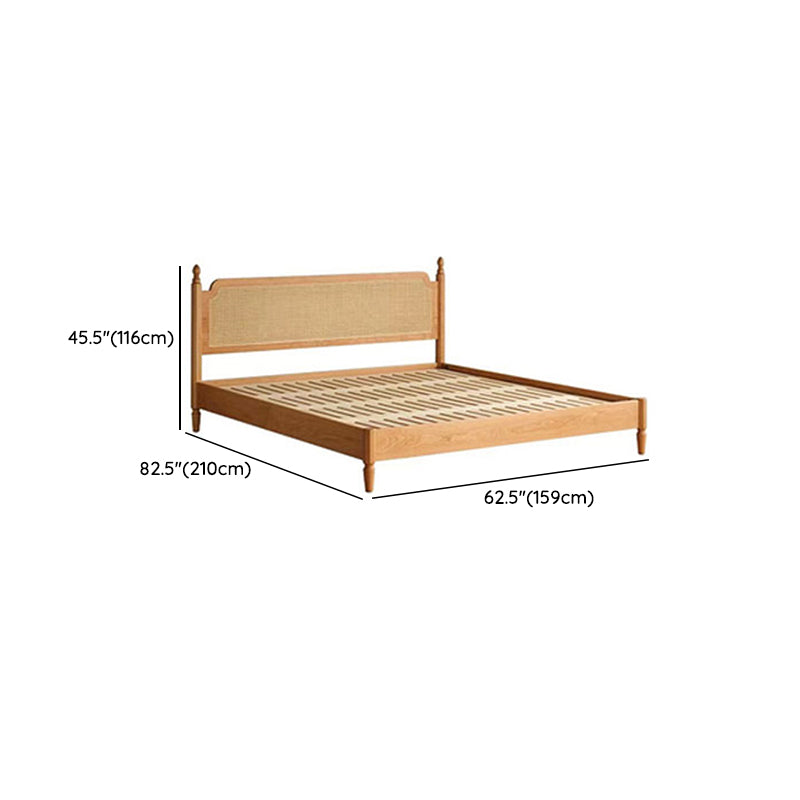 Tropical Standard Bed Solid Wood Solid Color Panel Bed with Headboard
