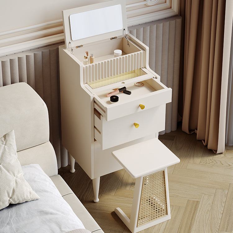 Contemporary Solid Wood Dressing Table Stool Set 2 Drawer Make-up Vanity