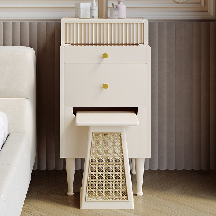 Contemporary Solid Wood Dressing Table Stool Set 2 Drawer Make-up Vanity
