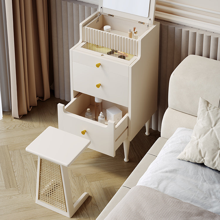 Contemporary Solid Wood Dressing Table Stool Set 2 Drawer Make-up Vanity