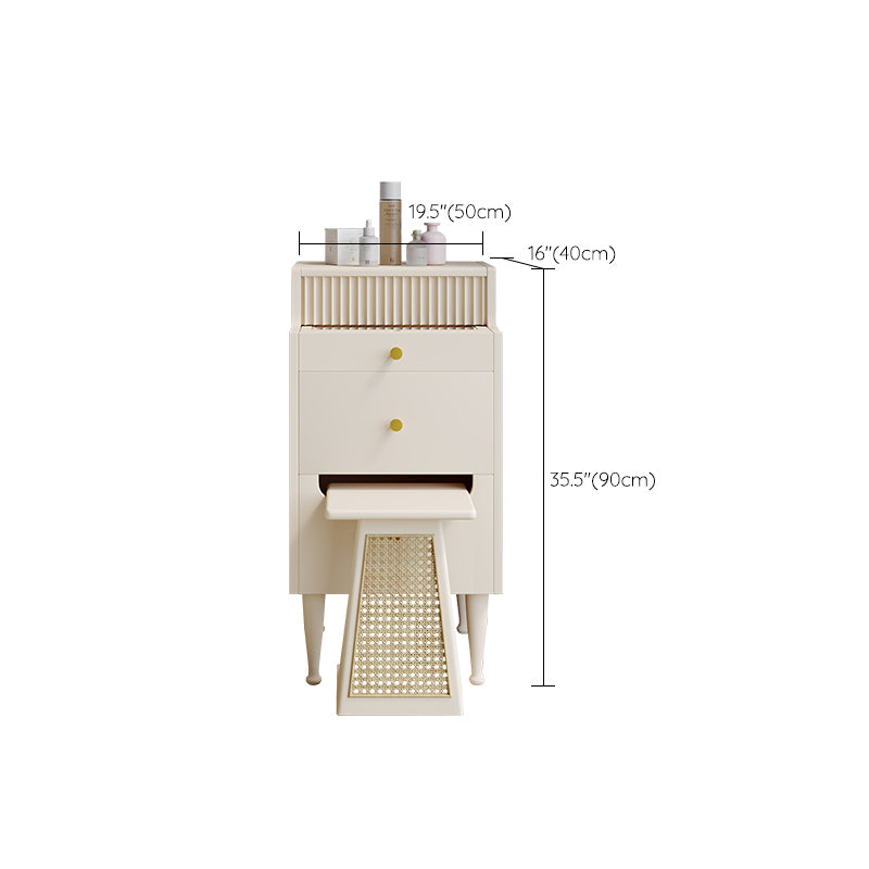 Contemporary Solid Wood Dressing Table Stool Set 2 Drawer Make-up Vanity