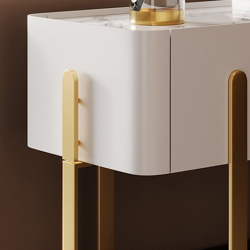 Cross Legs End Table 1-Drawer Tray Top Corner Table with Cabinet