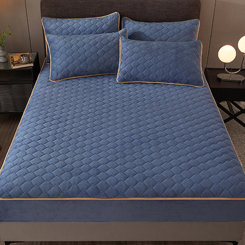 Fitted Sheet Plain Quilted Flannel Soft Breathable Fade Resistant Fitted Sheet Set