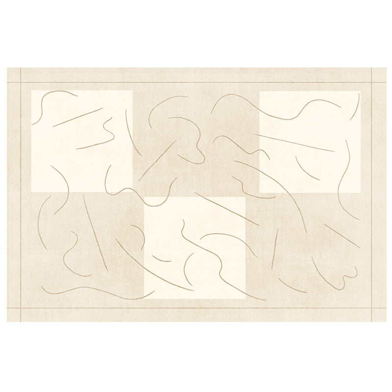 Simplicity Rug Beige Polyester Carpet Stain Resistant Rug for Living Room