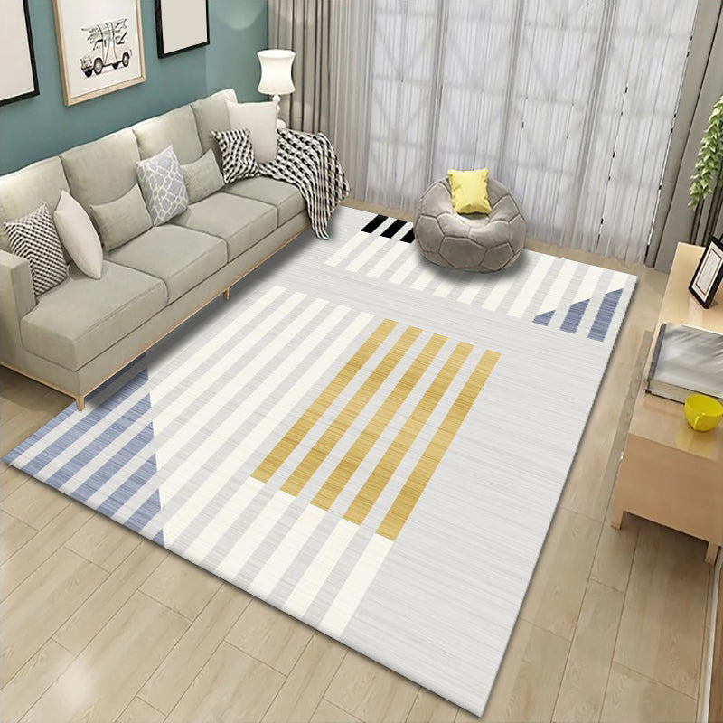 Simplicity Diamond Rug Beige Polyester Area Rug Stain Resistant Rug for Bedroom
