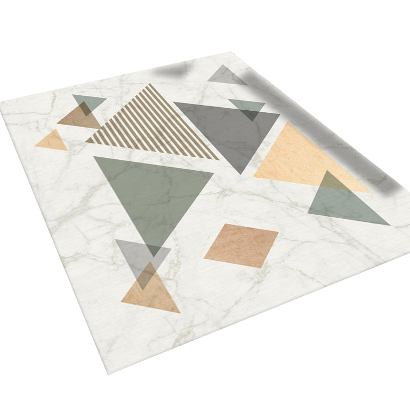 Simplicity Diamond Rug Beige Polyester Area Rug Stain Resistant Rug for Bedroom