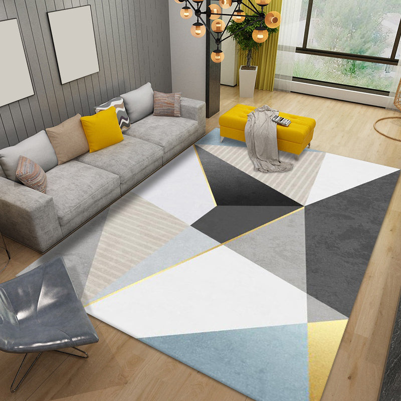 Simplicity Diamond Rug Beige Polyester Area Rug Stain Resistant Rug for Bedroom