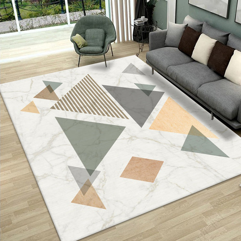 Simplicity Diamond Rug Beige Polyester Area Rug Stain Resistant Rug for Bedroom