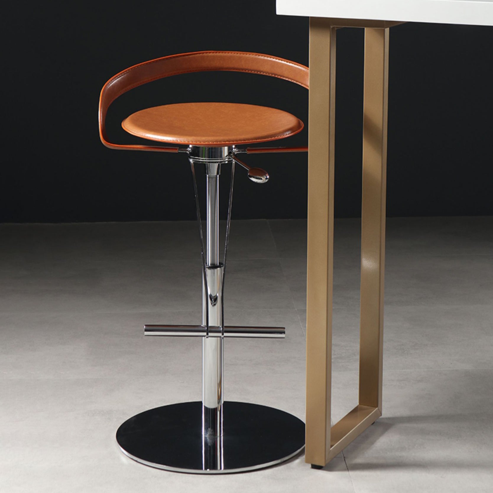 Modern Adjustable Bar Stool Leather Backrest Bar Stools for Dining Room