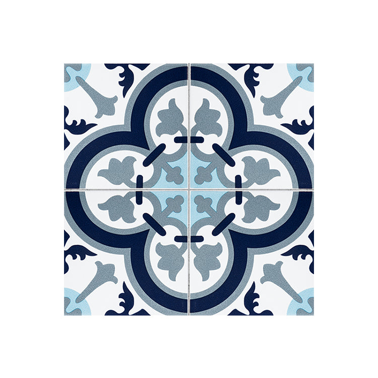 Blue Vintage Pattern Wall Tiles Natural Stone Rectangular Tiles