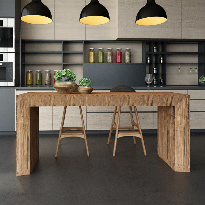 Modern Style Bar Dining Table Rectangle Solid Wood Bar Table for Kitchen