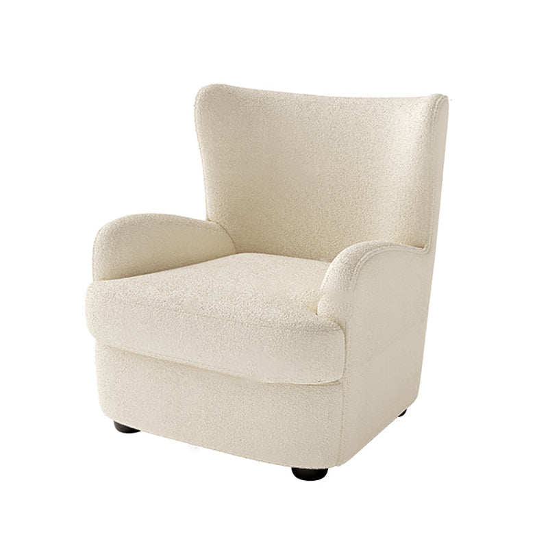 Mid-Century Modern Wingback Chair in Faux Leather/Wool with Tight Back