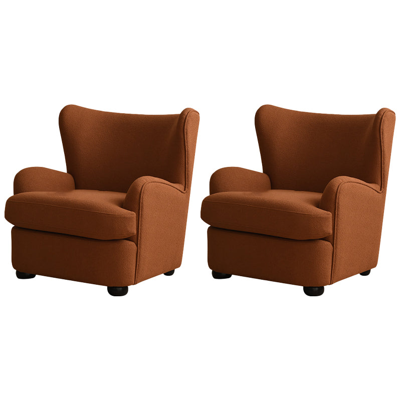 Mid-Century Modern Wingback Chair in Faux Leather/Wool with Tight Back