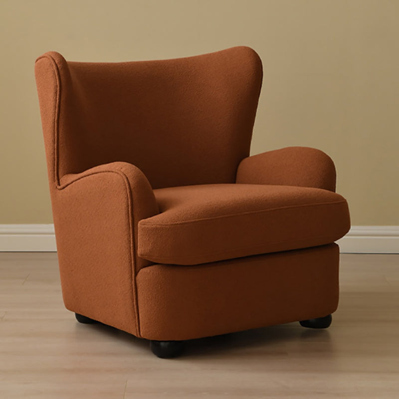 Mid-Century Modern Wingback Chair in Faux Leather/Wool with Tight Back