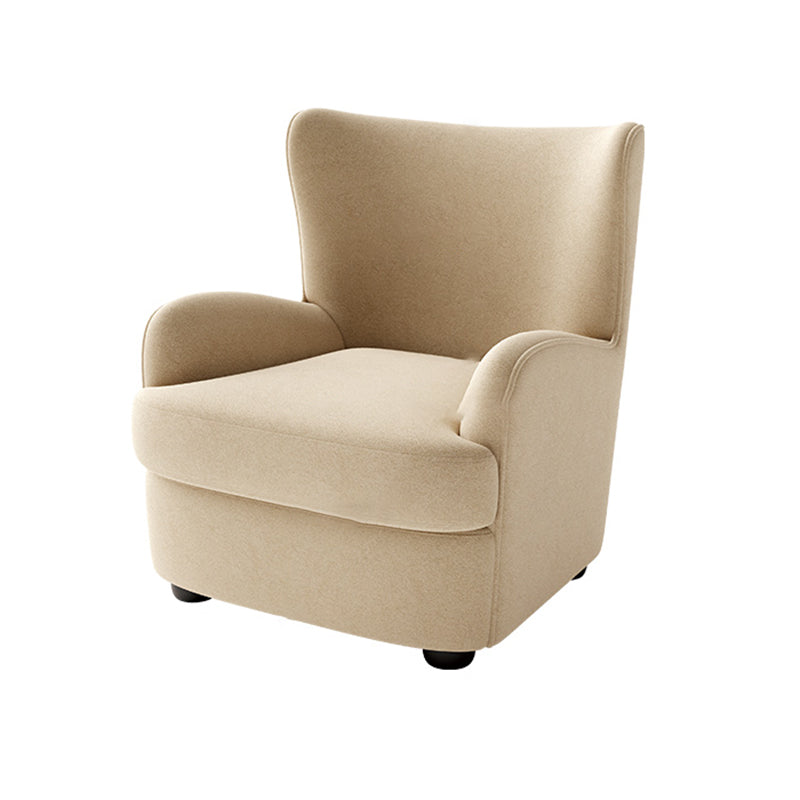 Mid-Century Modern Wingback Chair in Faux Leather/Wool with Tight Back