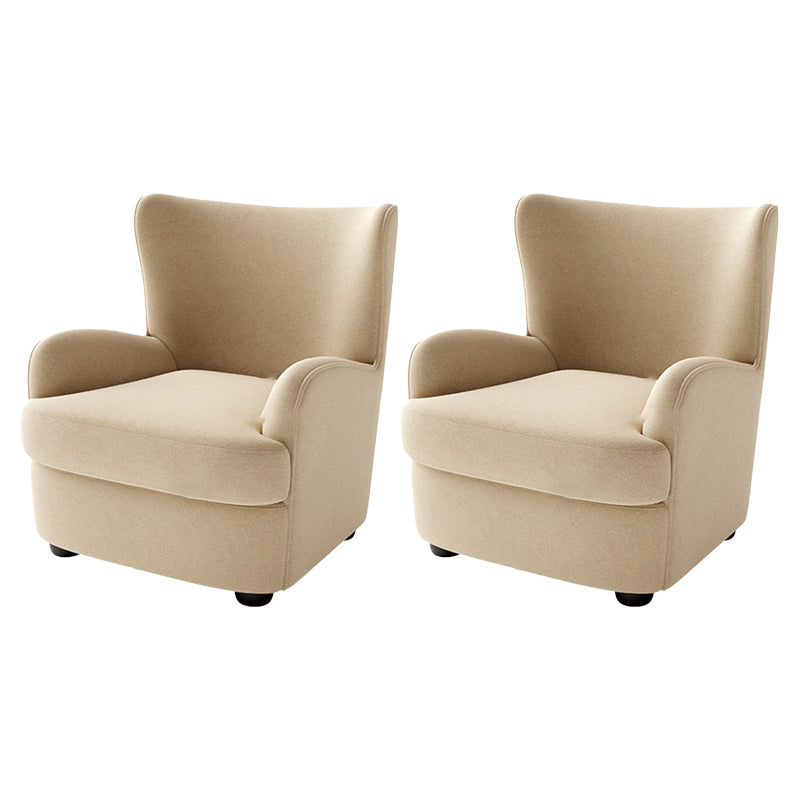 Mid-Century Modern Wingback Chair in Faux Leather/Wool with Tight Back